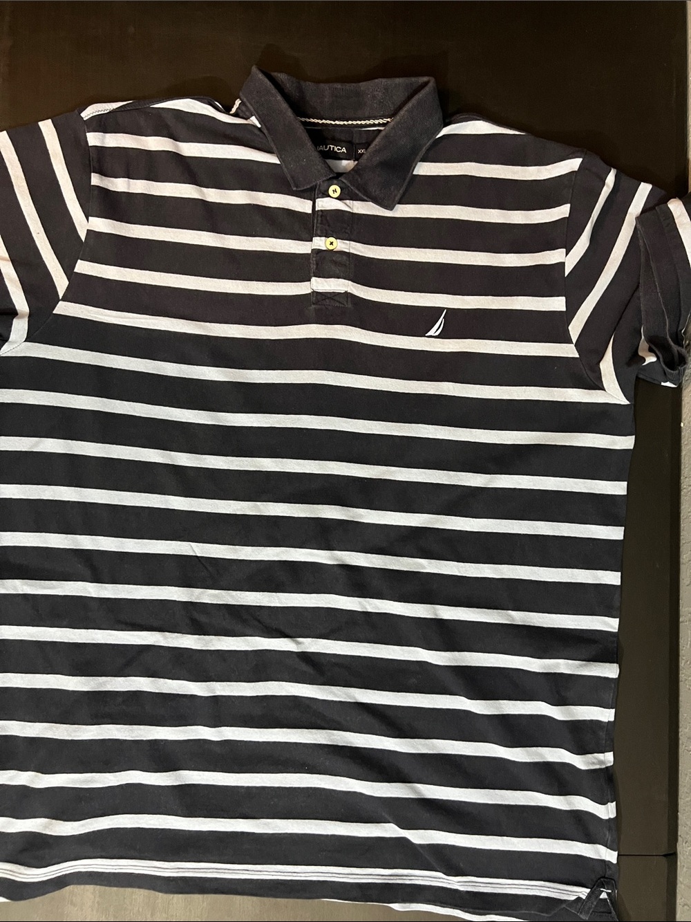 Nautica Blue and Navy Horizontal Stripe Polo
